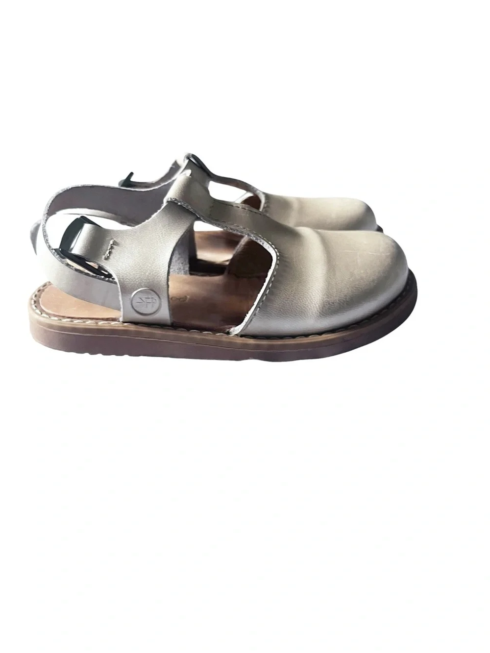 Freshly Picked Platinum Newport Leather Clog Shoes Size 9